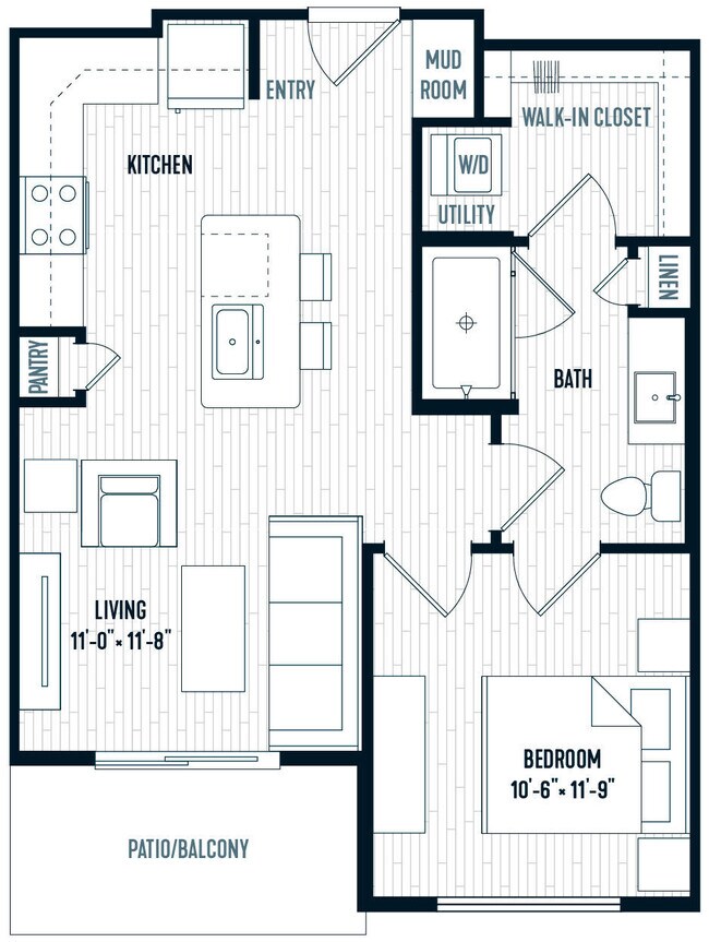 1 Bed • 1 Bath 107 floor plan